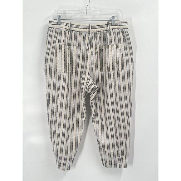 Zara Embroidered Striped Rustic Tapered Cropped Pants Sz XL - Picture 3 of 5